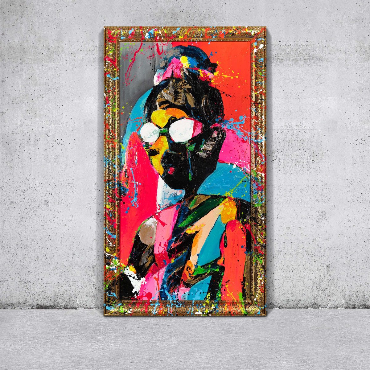 Canvas schilderij groot handgeschilderd contrasterende persona expressief – YS-Art Gallery – Expressieve wanddecoratie voor woonkamer – Modern schilderij voor hal en kantoor