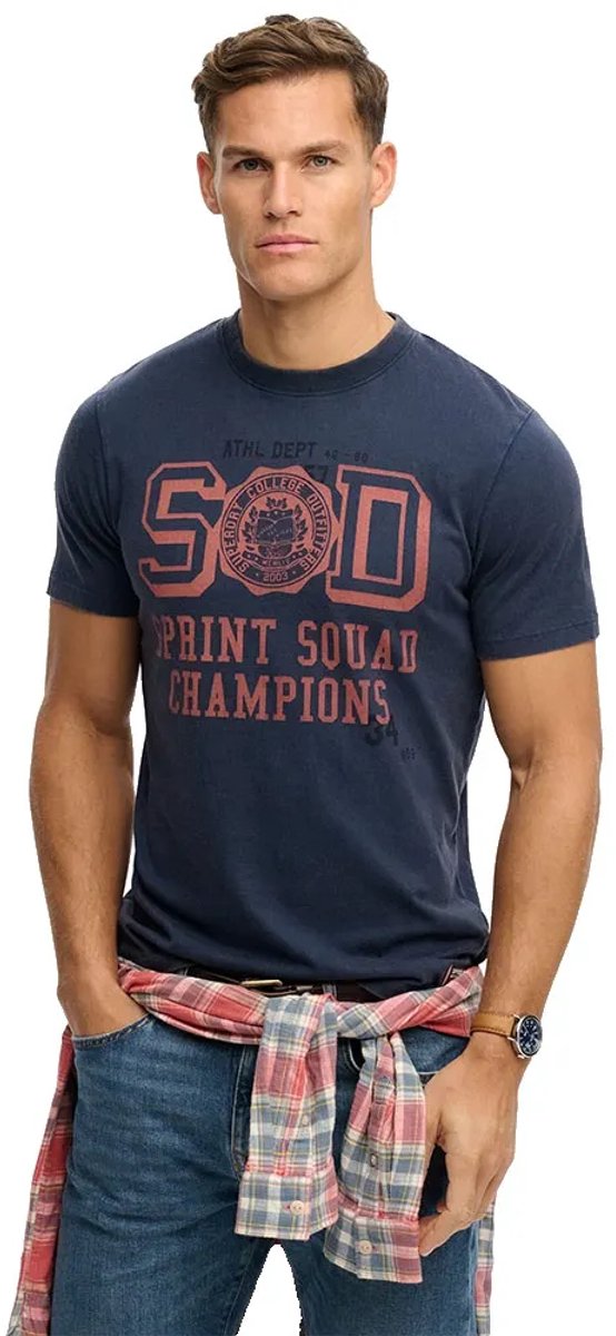 Superdry T-shirt Vintage Prep Relaxed Tee M1012363a Mannen Marineblauw