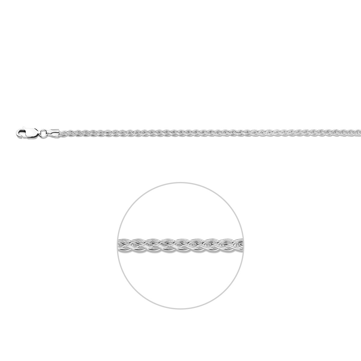 Glams ketting vossestaart 2,5 mm 45 cm - Zilver