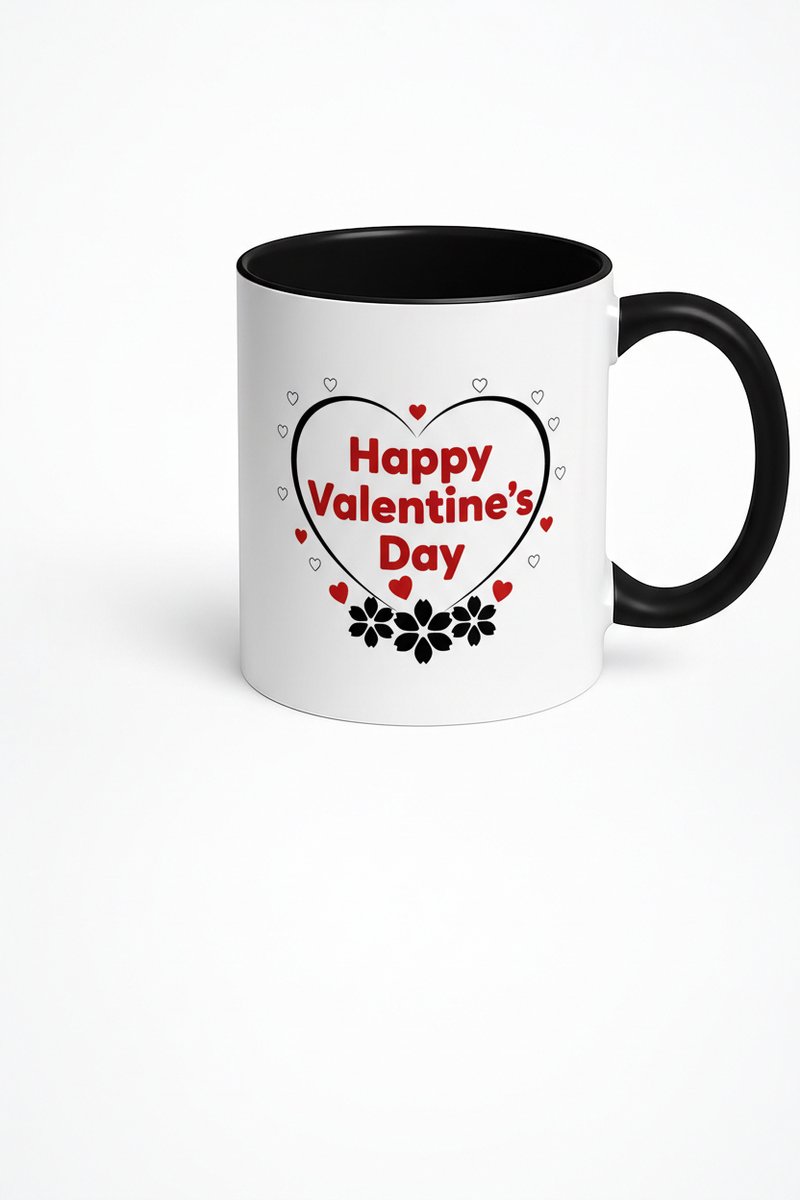 Valentijnsdag Mok Happy Valentine's Day Hart Design - Romantisch Cadeau Liefde