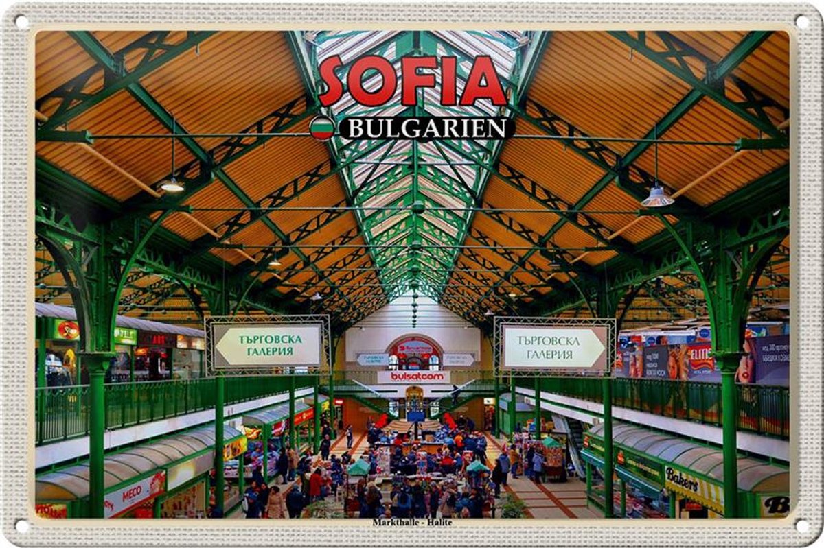 Blechschild Reise 30x20cm Sofia Bulgarien Markthalle Halite