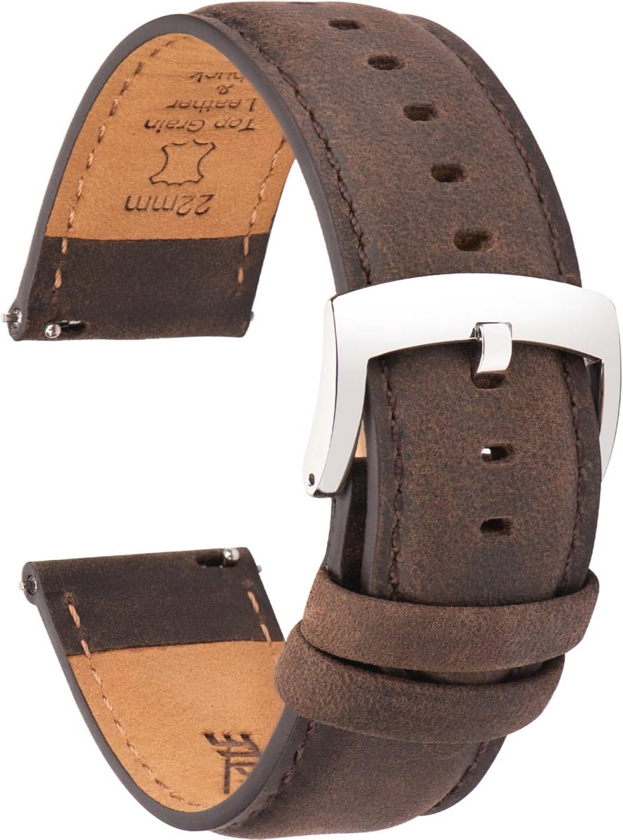 Vintage Horlogebanden met Snelsluiting - Elegante Echt Leren Horlogebandjes voor Dames en Heren, Vervangingsbanden voor Horloges en Smartwatches