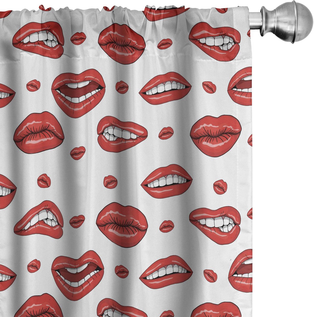 ABAKUHAUS Voorhangen – 2x75x225 cm – Vermilion/Wit – Microvezel Vermiljoen