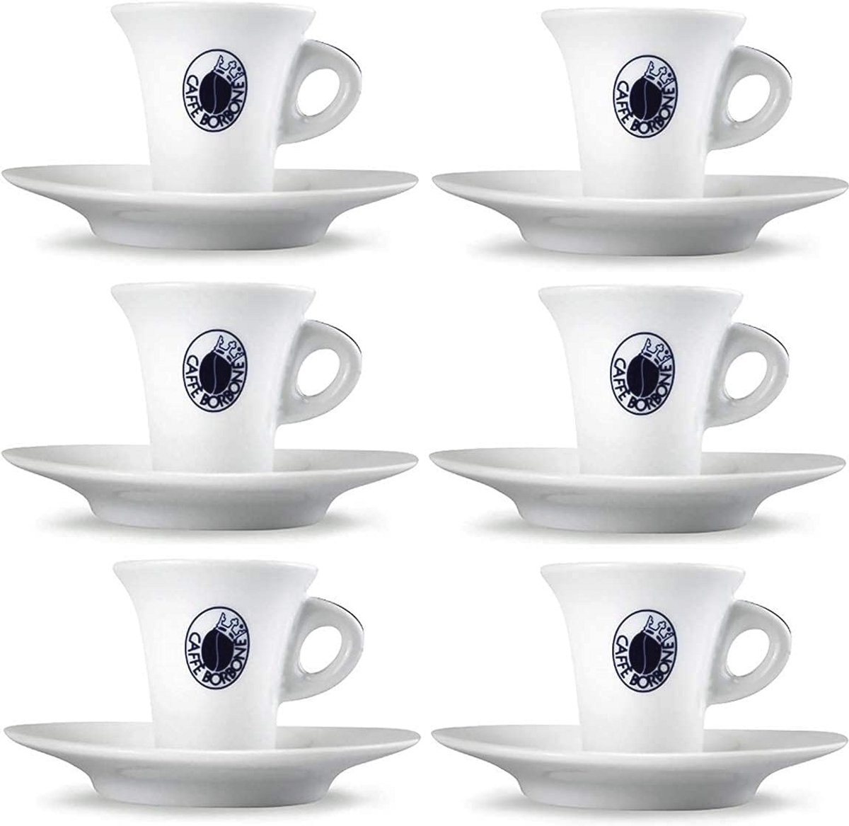 Set van 6 herbruikbare espressokopjes met keramische schoteltjes - Magnetron- en vaatwasmachinebestendig