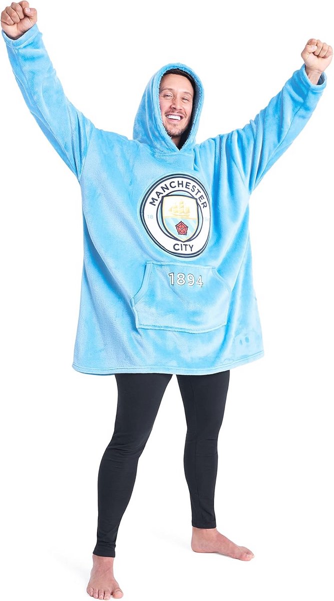 Heren Oversized Fleece Hoodiedeken in Blauw - Voetbalcadeaus