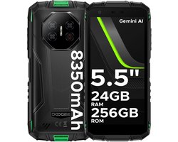 DOOGEE Fire 3 Ultra 4G- AI Outdoor telefoon - Robuuste Smartphone - Android 15 -24 GB RAM+256 GB ROM/2 TB TF - 8350 mAh/18W -Unisoc T7200 -5,5-inch HD -NFC + Face ID + Vingerafdrukscanner-Groen