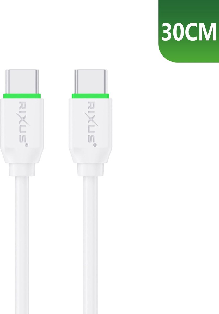 Rixus RXUC13C Fast Charging Cable USB-C To USB-C 30cm White