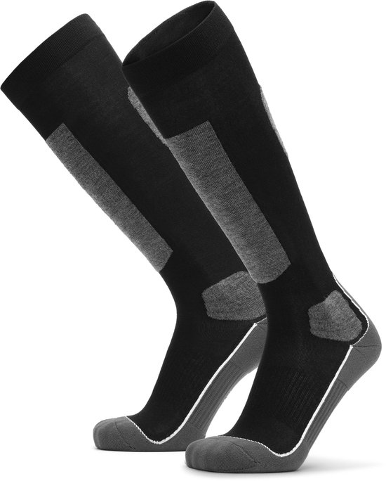 DANISH ENDURANCE Merinowol Thermische Skisokken - Zwart/Grijs - Maat 43-47