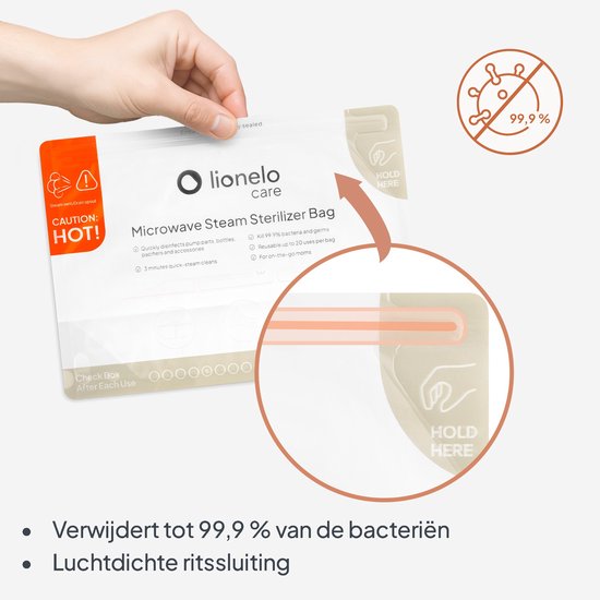 Lionelo Thermbag - Magnetron-Sterilisatiezakjes 8 stuks - 90 sec sterilisatie - Herbruikbaar tot 20× - BPA-vrij & hittebestendig - Voor flesjes, fopspenen & borstkolfontdelen - Reisvriendelijk van Merkloos — afbeelding 4