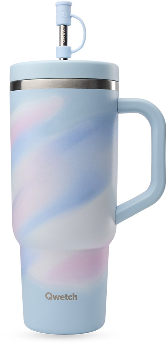 Qwetch - Isothermische Travel Cup - Aura Pastel Blauw- 900ml