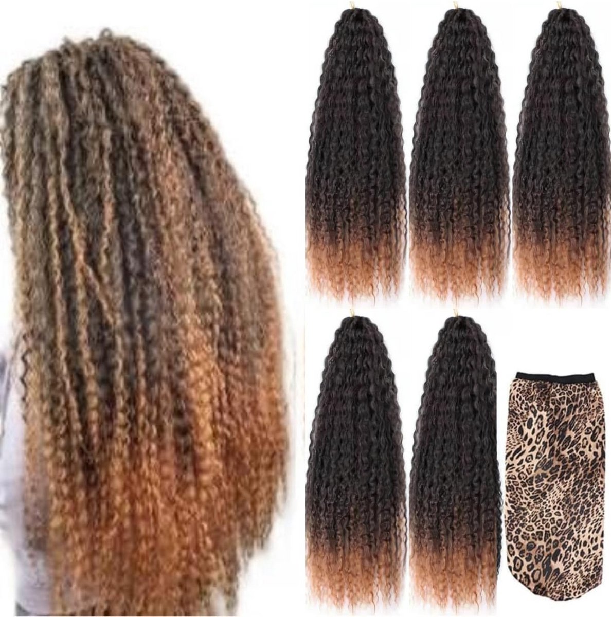 Golvende extensions voor haak vlechten 18" 45 cm - Premium synthetisch haar - 5 stuks