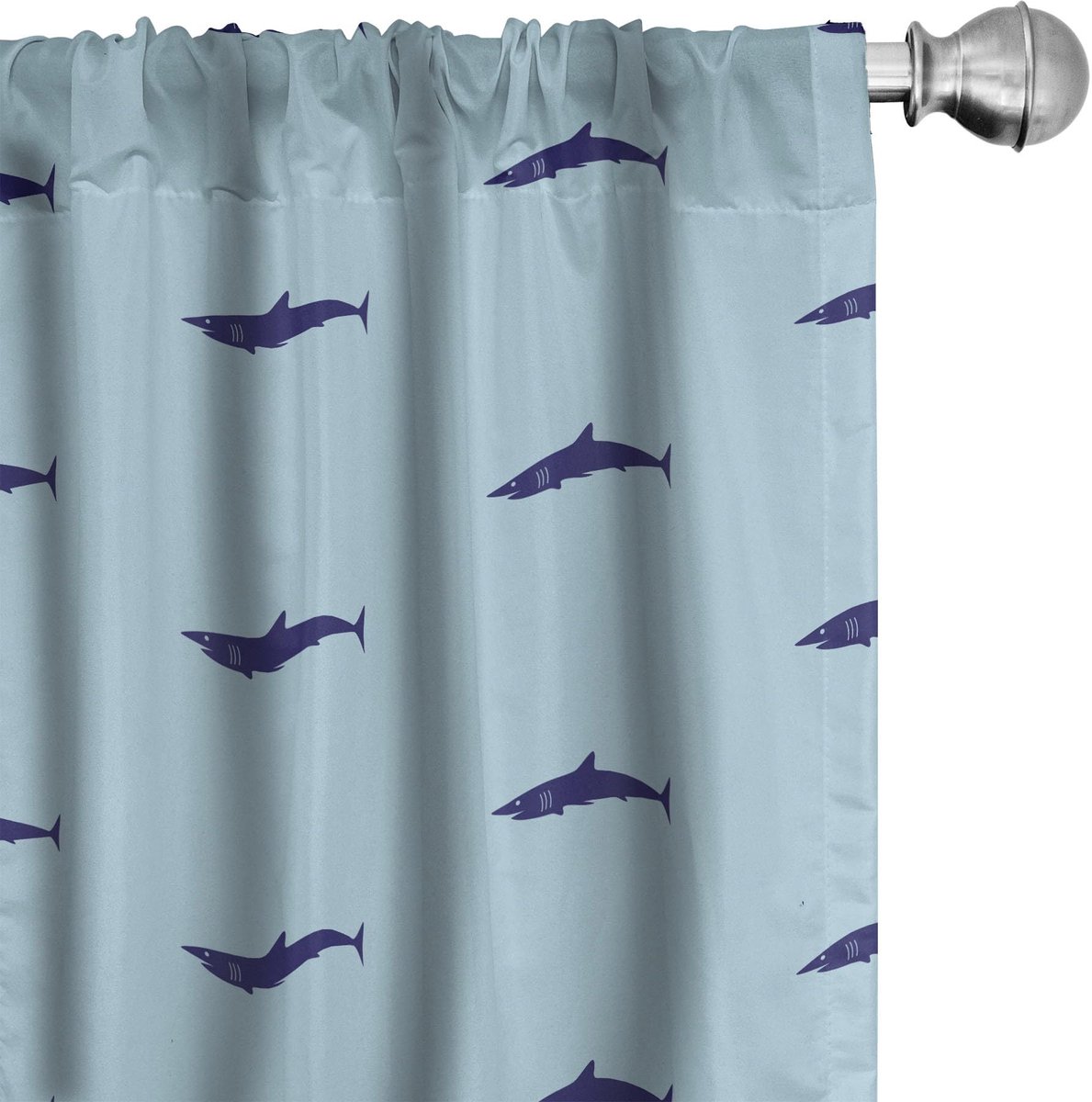 ABAKUHAUS Haai-gordijnen – Oceaanleven, 2x75x225 cm – Microvezel Blauw Marineblauw