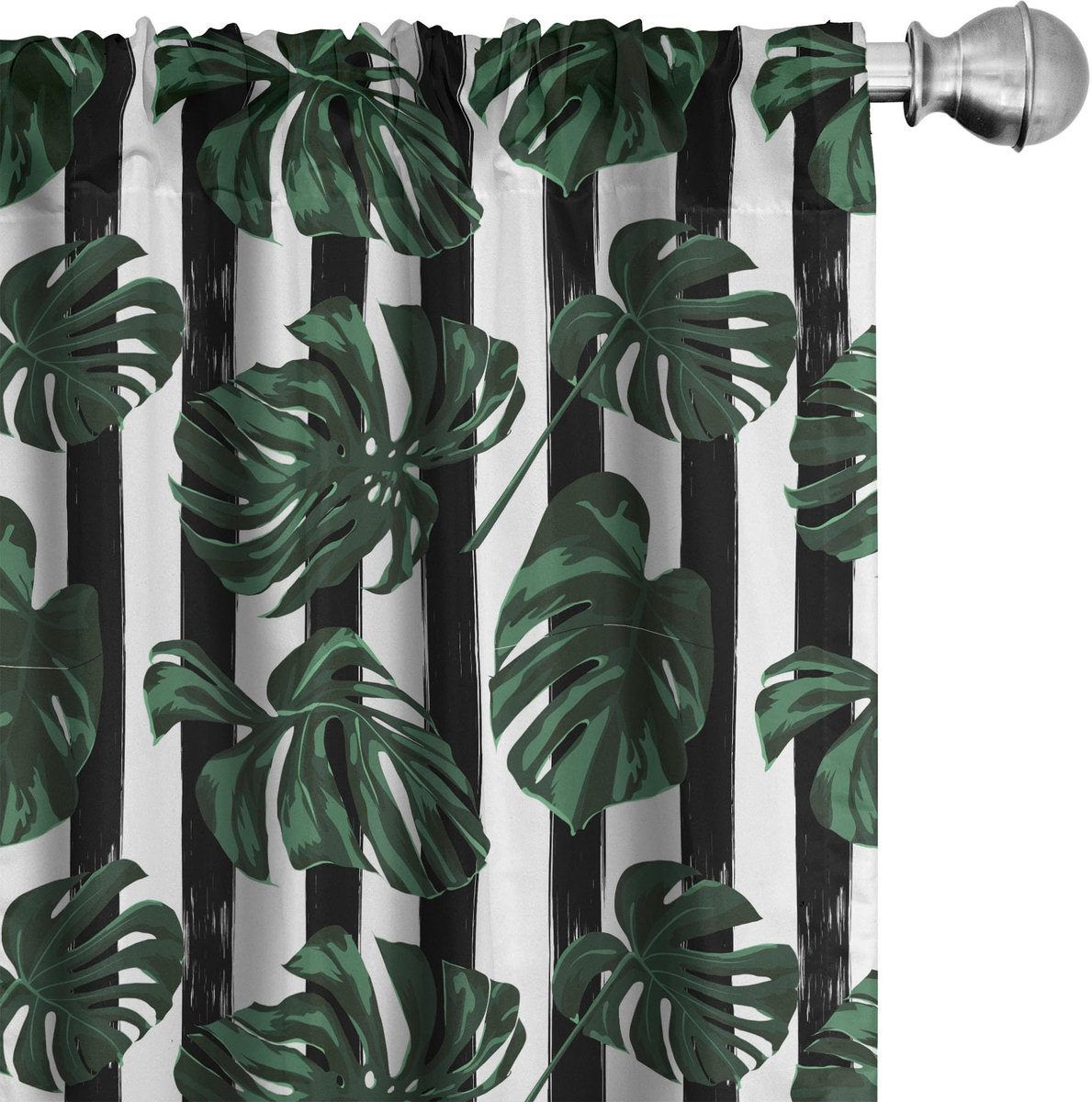 ABAKUHAUS Junglebladeren gordijnen – 2x75x175 cm – microvezel, halfschaduw Charcoal Grau Grün