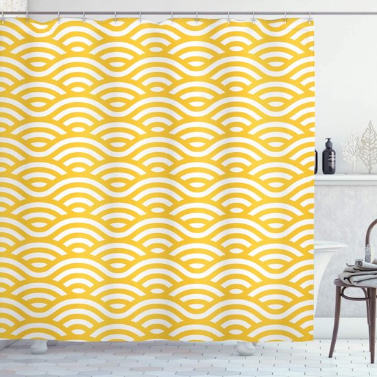 ABAKUHAUS Rideau de douche – 175x240 cm – Marigold Wit – Imperméable