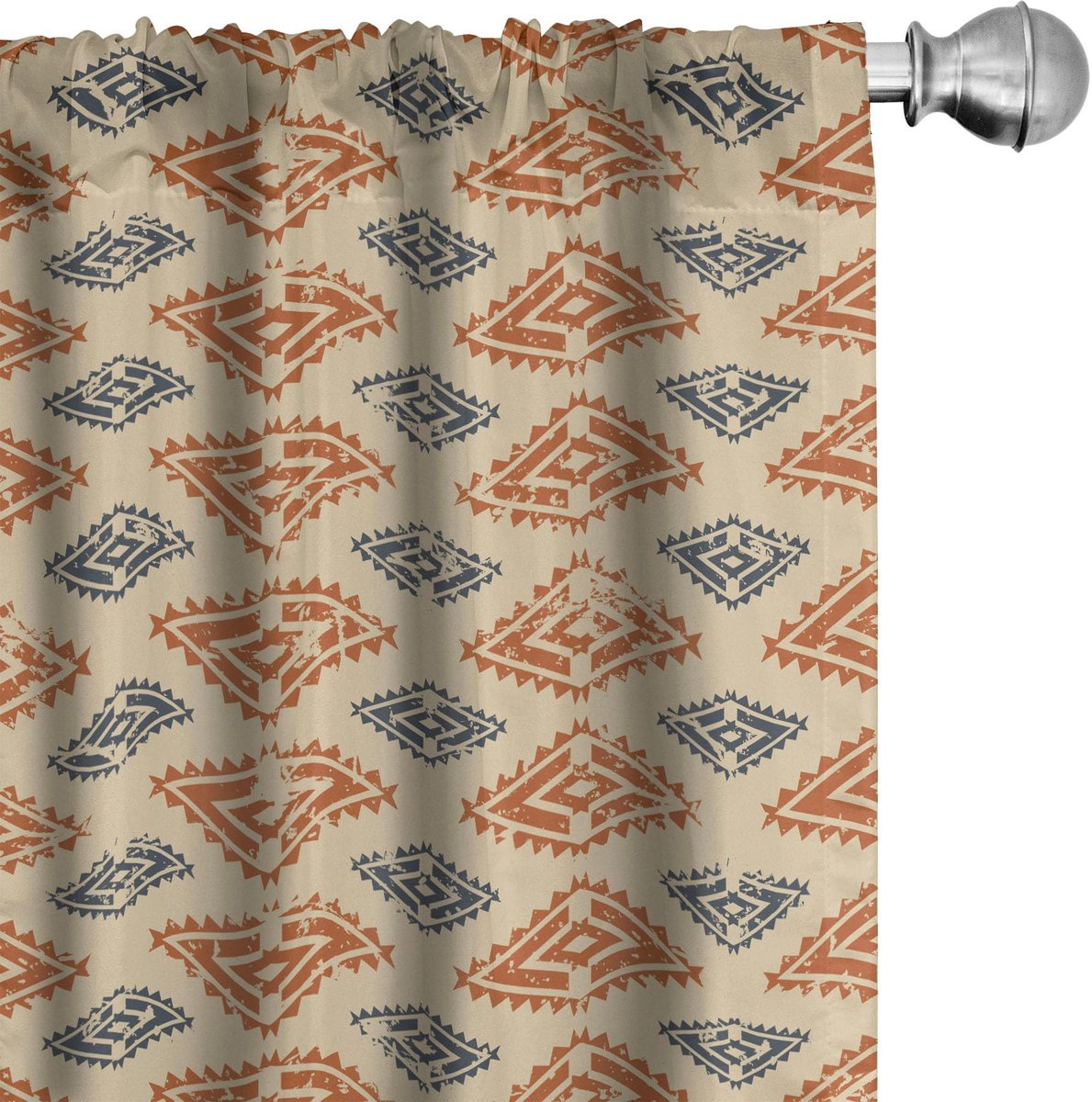 ABAKUHAUS Sambia Gordijnen – 2x75x225 cm – microvezel – halverduisterend – zand/oranje & donkerblauw Zand oranje