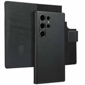 Accezz Hoesje - Geschikt voor Samsung Galaxy S24 Ultra - Leather Bookcase 2-in-1 met Magnetische Ring - Black