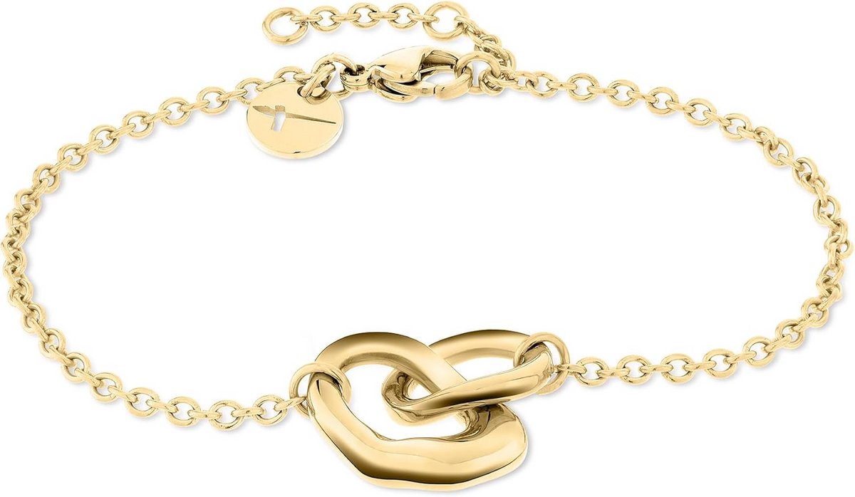 Dames Armband RVS Goudkleurig met In elkaar Grepen Ringen - Verstelbare Schakels