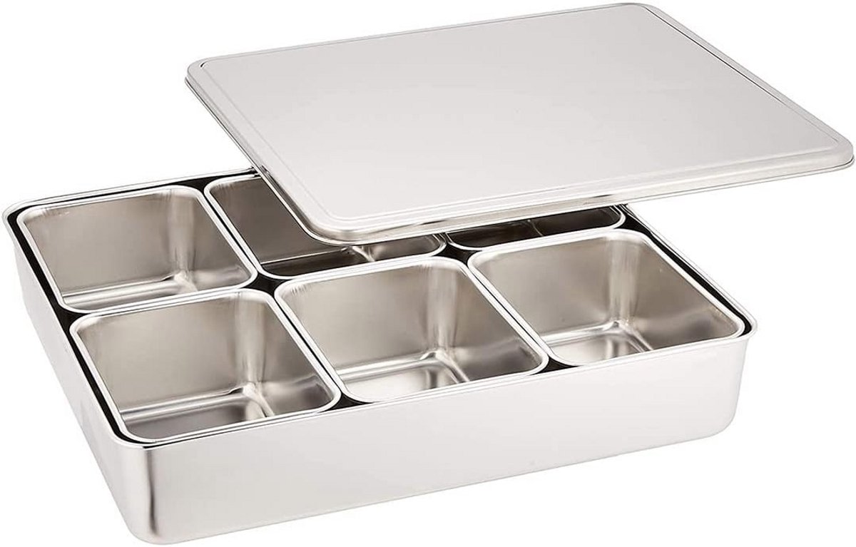 RVS Kruidencontainer - Yakumi Pan Specerijenopslag met Deksel (6 Stuks)
