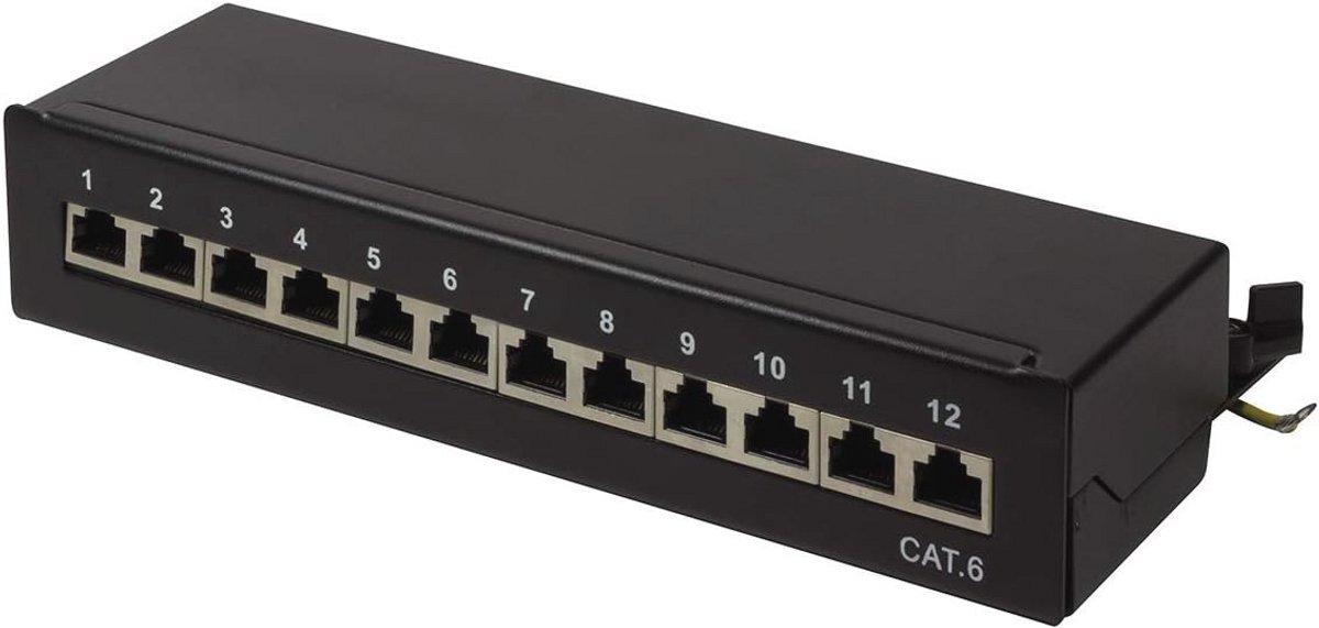 Professioneel Cat.6 12-poorts patchpaneel voor wand- en tafelmontage