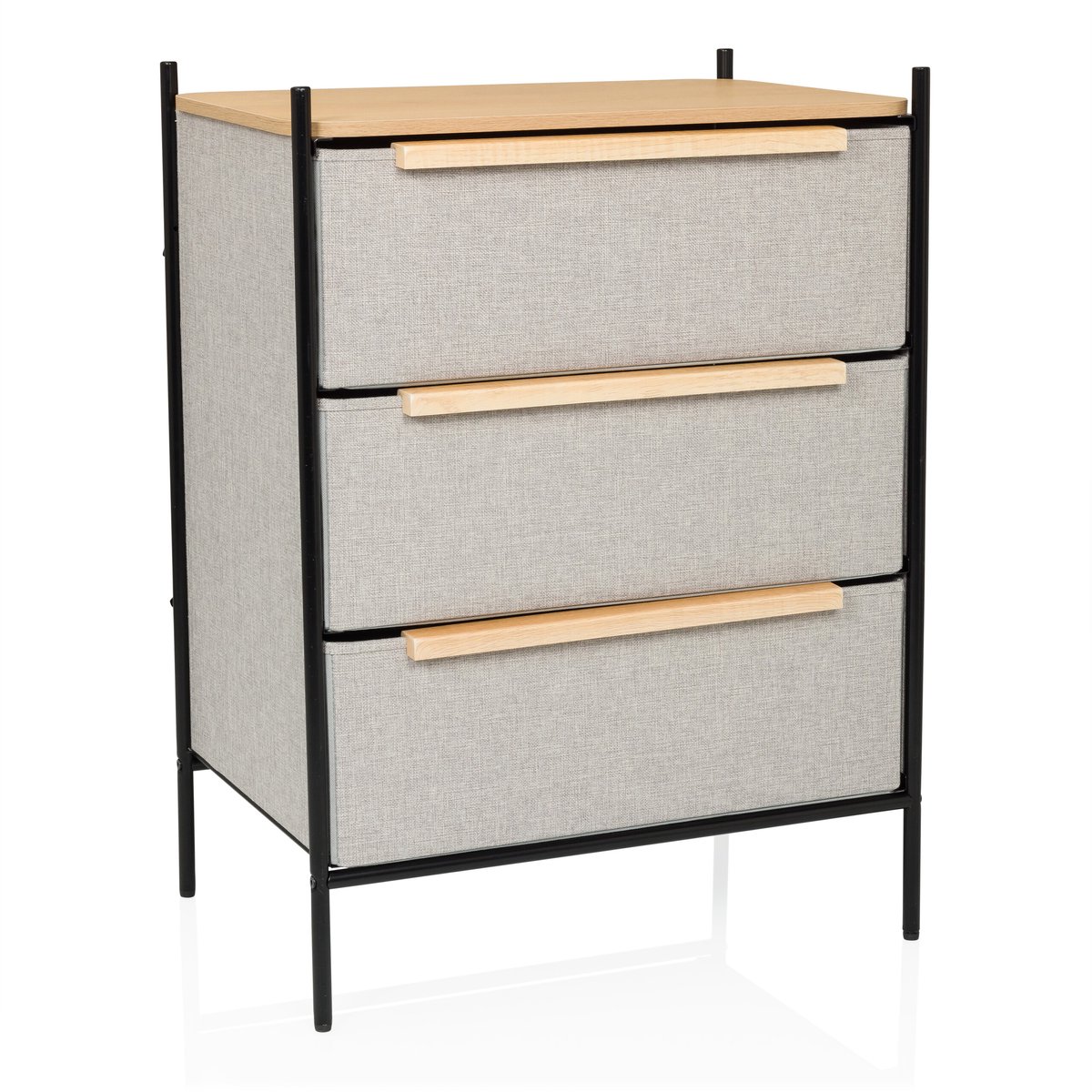 Commode STUVAR 58 x 40 x 79cm 3 vakken taupe hjh LIVING