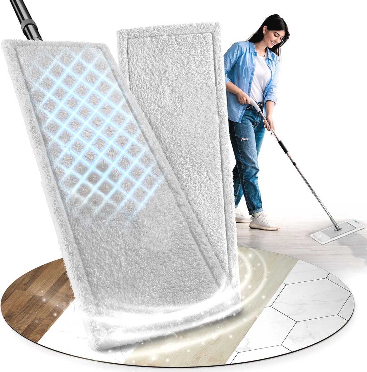 Dweilmop Overtrek voor Vloerwisser - Duurzaam en Stevig (40 cm, 2 Stuks)