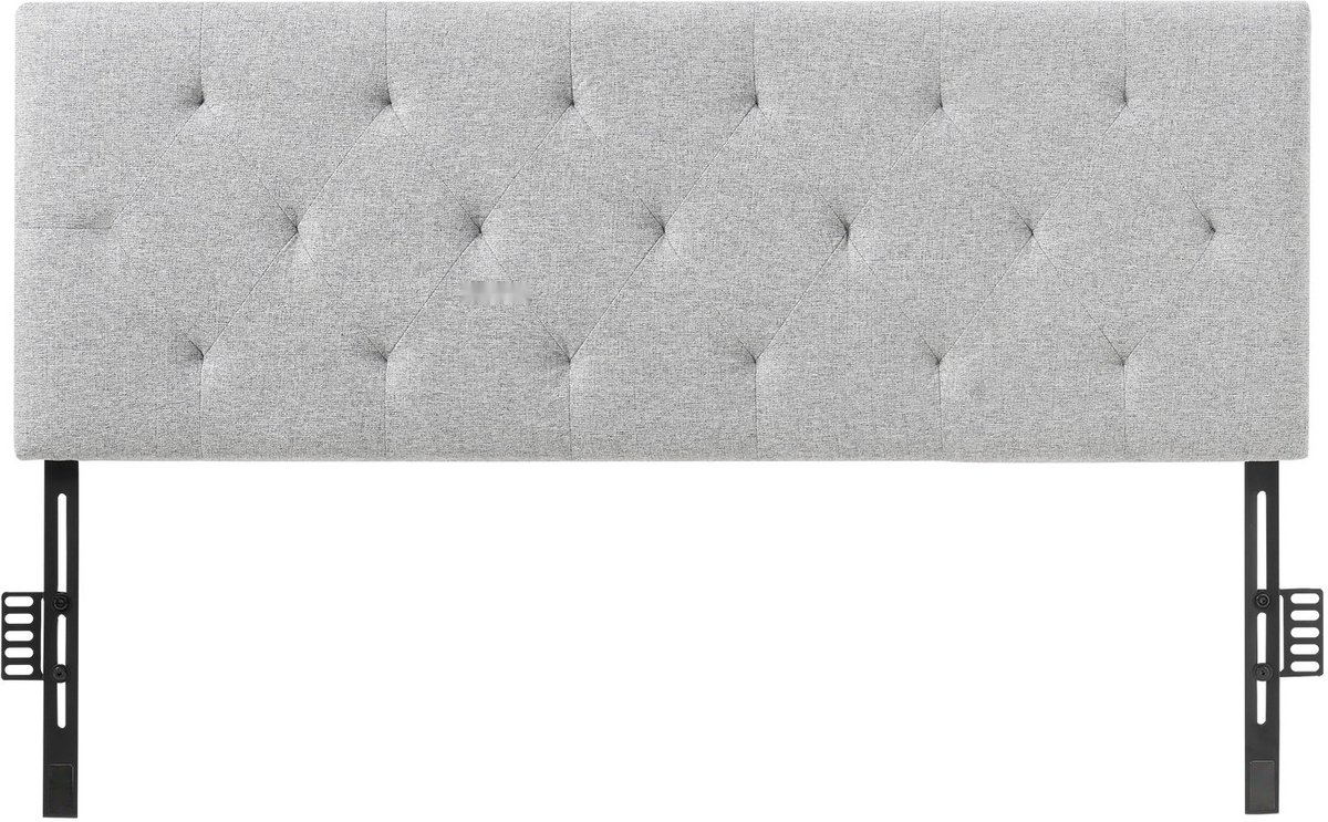 Hoofdbord - Voor Bed 140 cm - Hoogte Verstelbaar per 5 cm - Afmeting 143 x 90,5–120,5 cm - Lichtgrijs