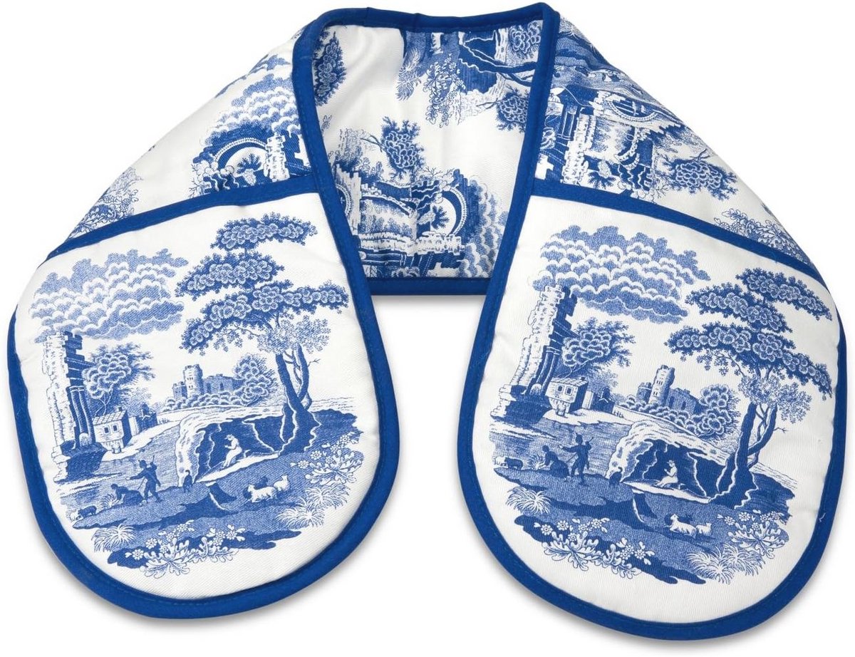 Dubbele ovenwant in blauw en wit - Iconisch Engels ontwerp