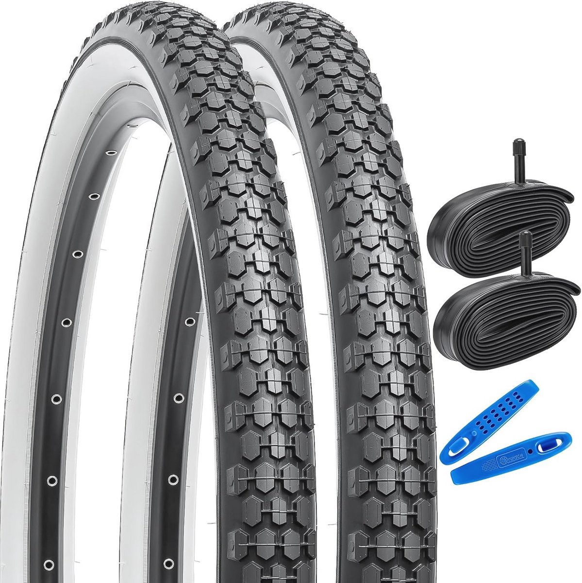 24 inch mountainbike banden met klassieke witte muur - 2 stuks lichte en zware fietsbanden