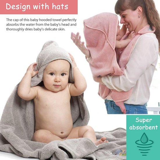 Zachte Babyhanddoek met Capuchon - Absorberende Katoenen Handdoek Voor Pasgeborenen — afbeelding 2