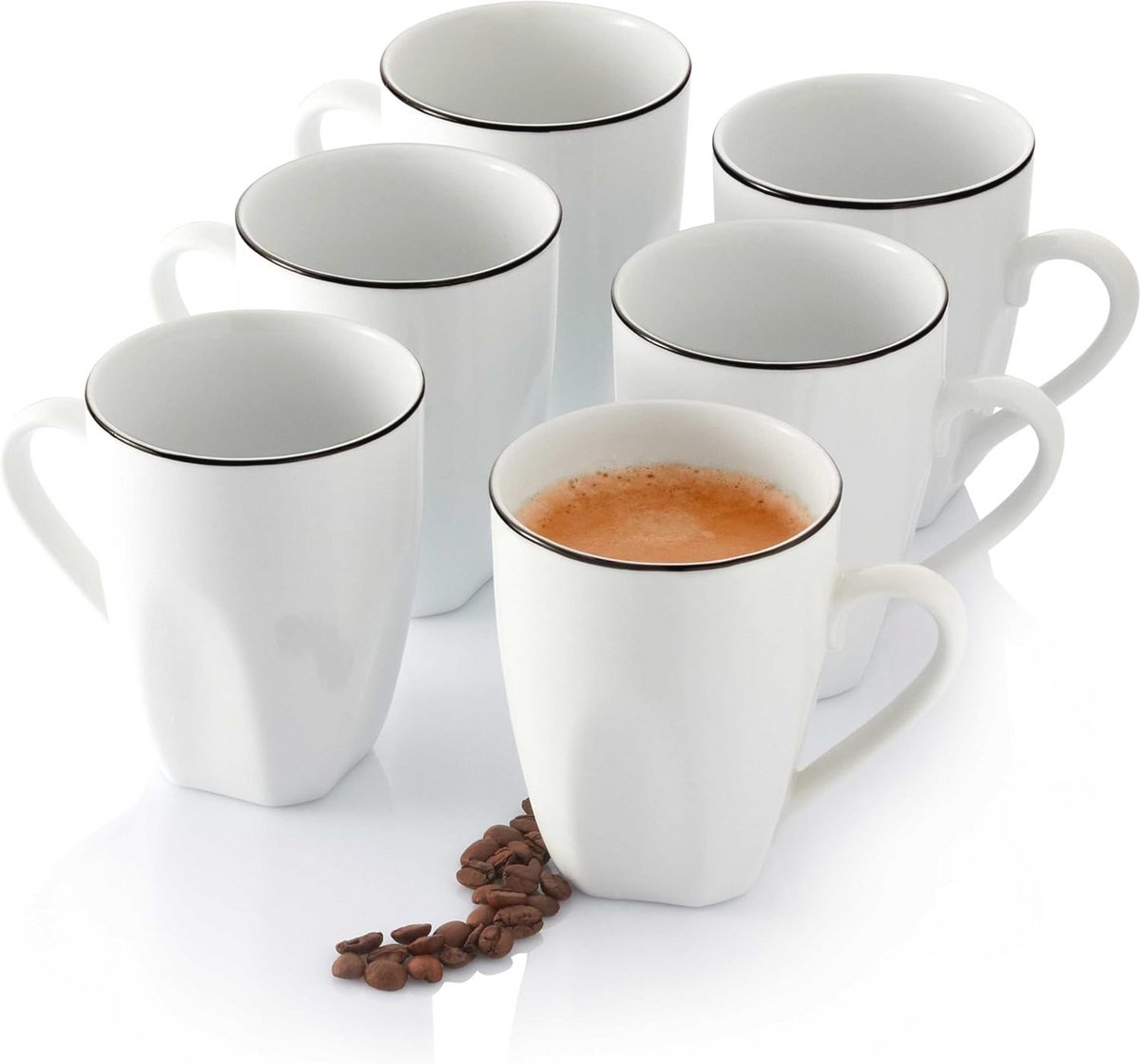 6-delige Koffiekopjes Set van Porselein - Vaatwasserbestendig, Stapelbaar, 220 ml
