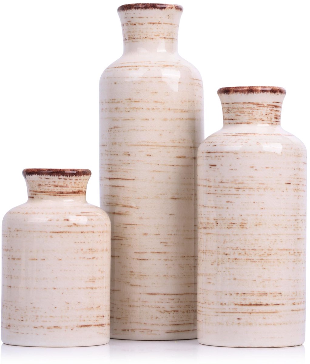 IMPERATORIS® Keramische Vaas Set – Decoratieve Vazen voor Interieur en Woondecoratie – 3 stuks