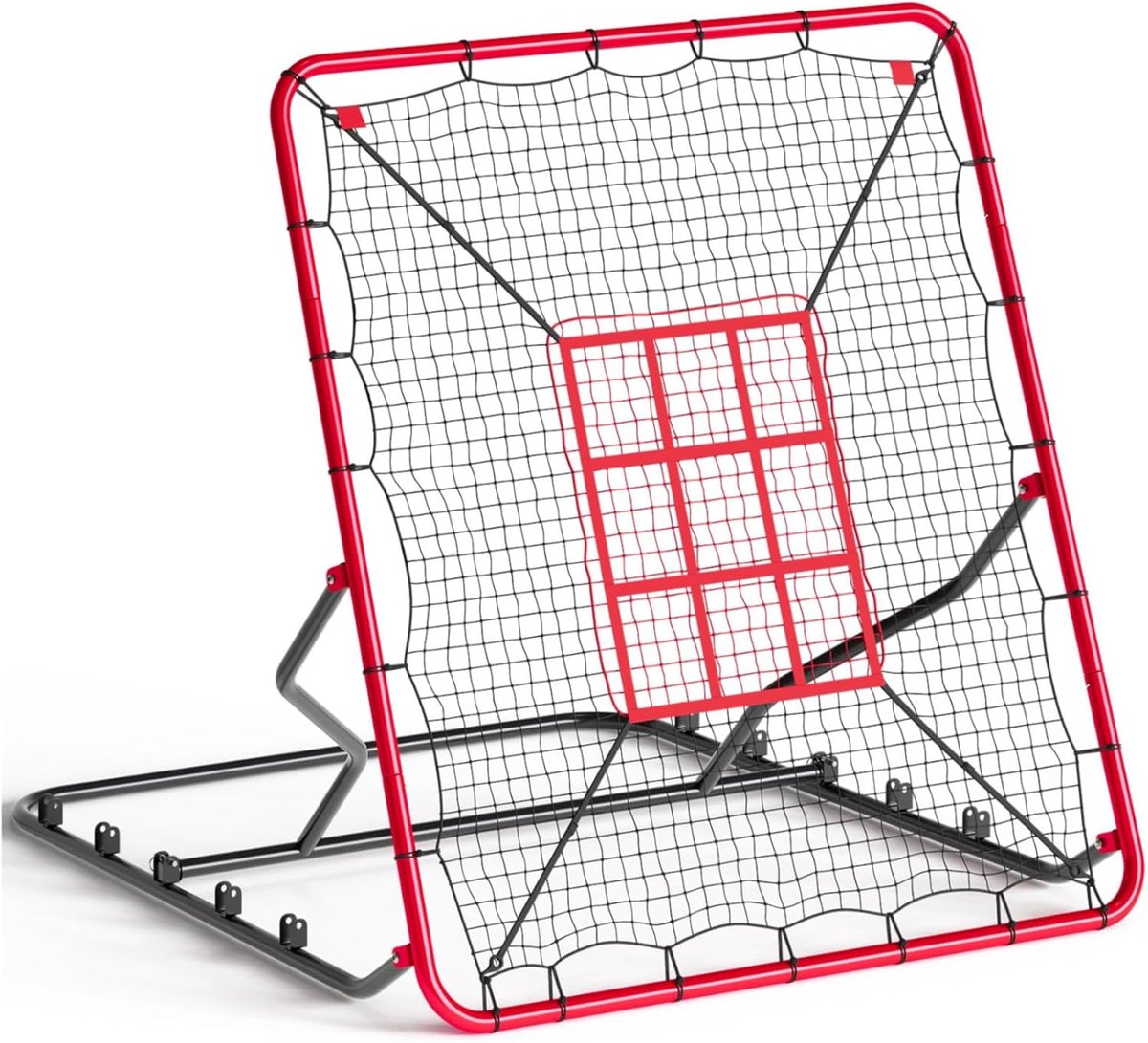 4x4,5 ft voetbal rebounder – Verstelbaar voetbaltrainingsnet met stalen frame & PE-net, opklapbaar kickback net voor passing & controle in de tuin