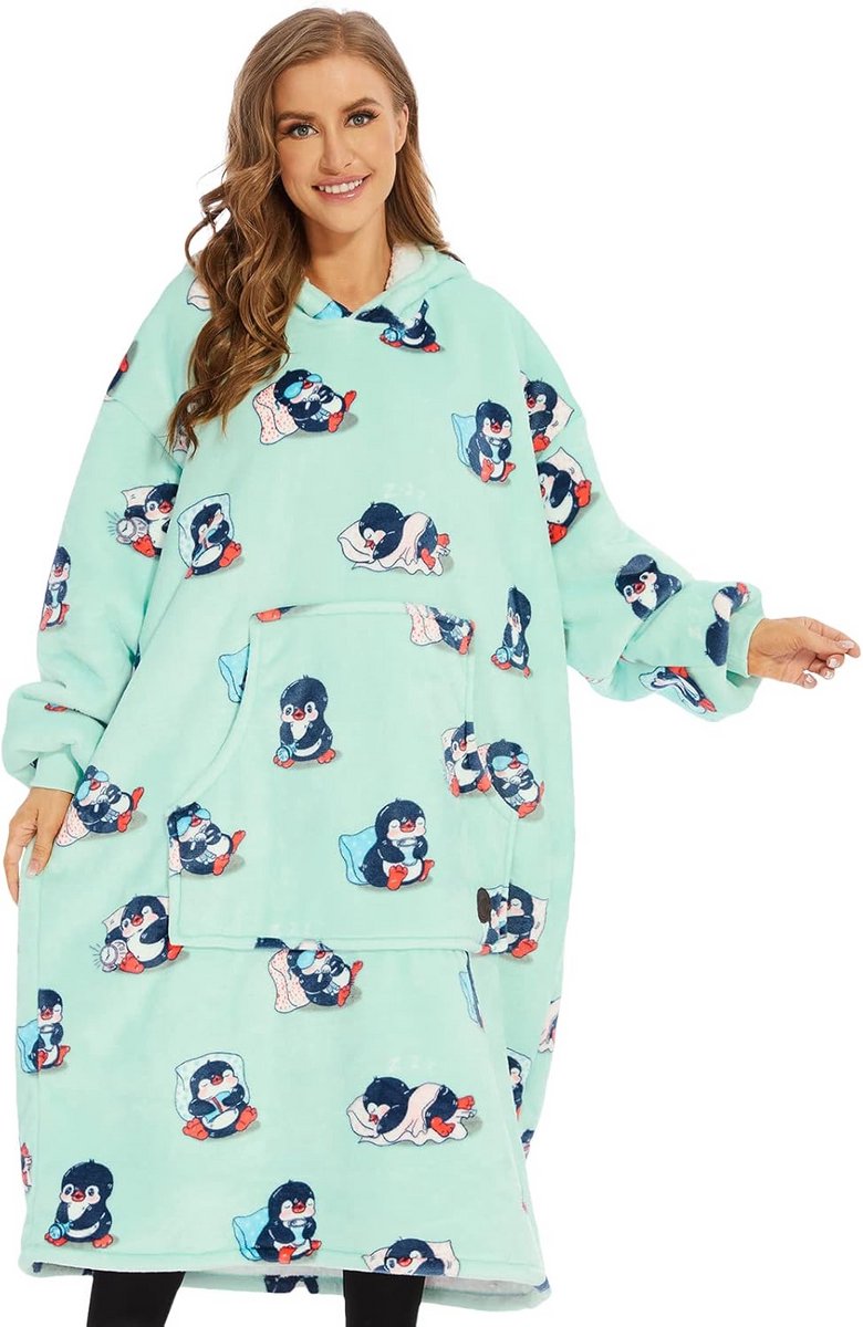 Oversized Deken Hoodie Sherpa Fleece Draagbare Comfortabele Sweatshirt voor Volwassenen
