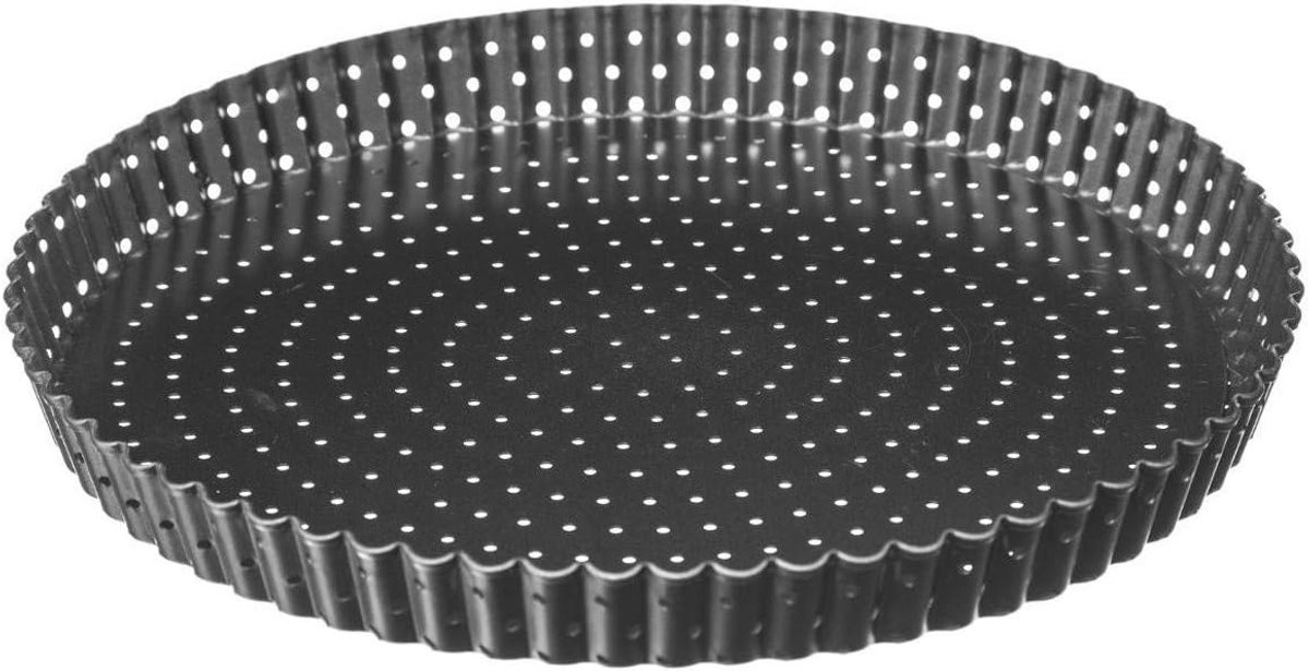Geperforeerde Taartvorm met Afneembare Bodem - Antiaanbaklaag en Koolstofstaal (28 cm)