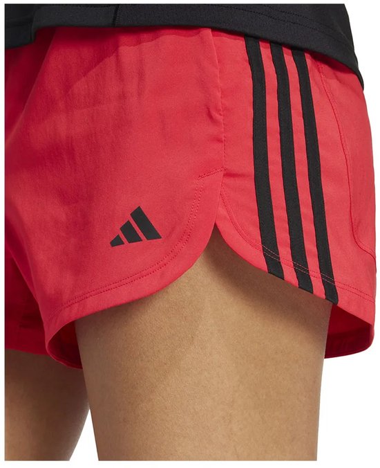 Short d'entraînement tissé taille haute adidas Performance Pacer 3 bandes - Femme - Rouge - XS 13 cm