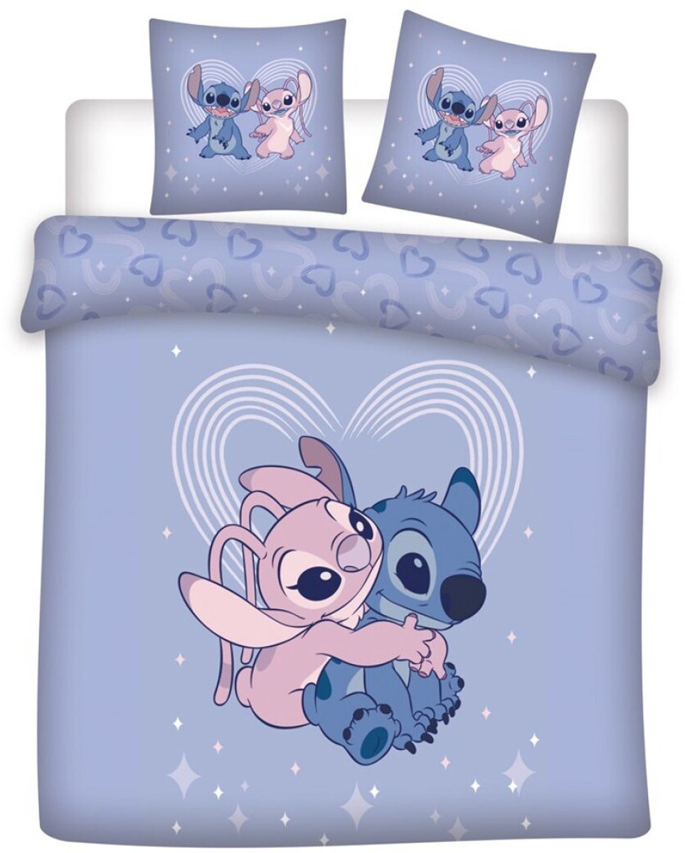 Jerry Fabrics Lilo & Stitch beddengoedset, 140 x 200 cm, 3-delig, 100% katoen, dekbedovertrek hoeslaken kussensloop 50 x 70 cm, kinderbeddengoed