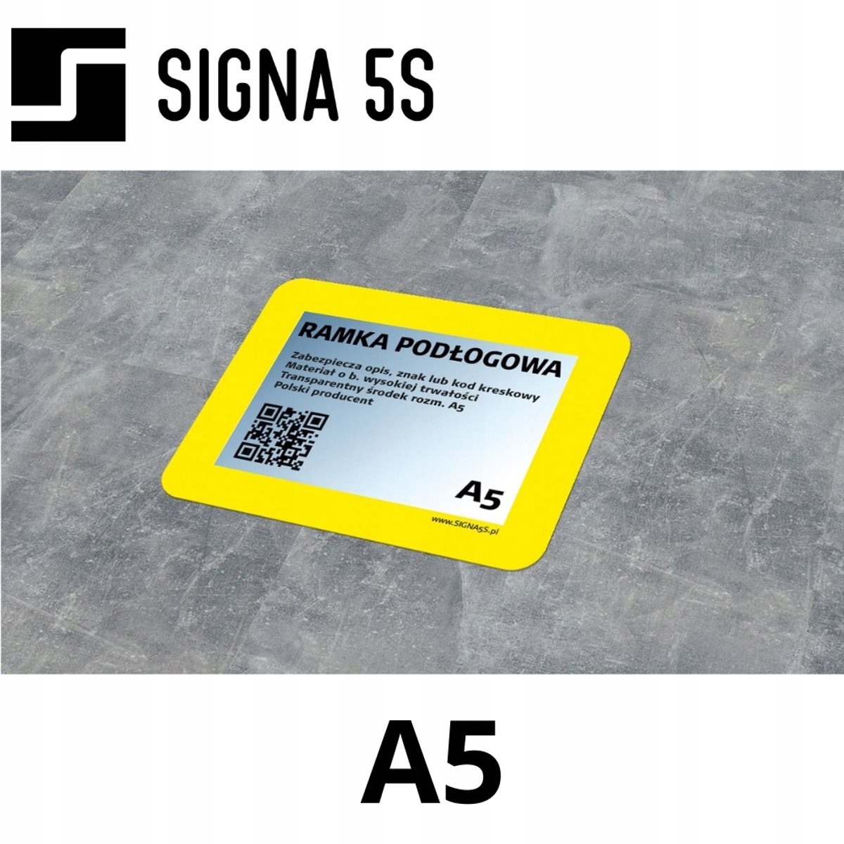 SIGNA 5S Vloerframe A5 Geel - Duurzame Informatie Presentatie