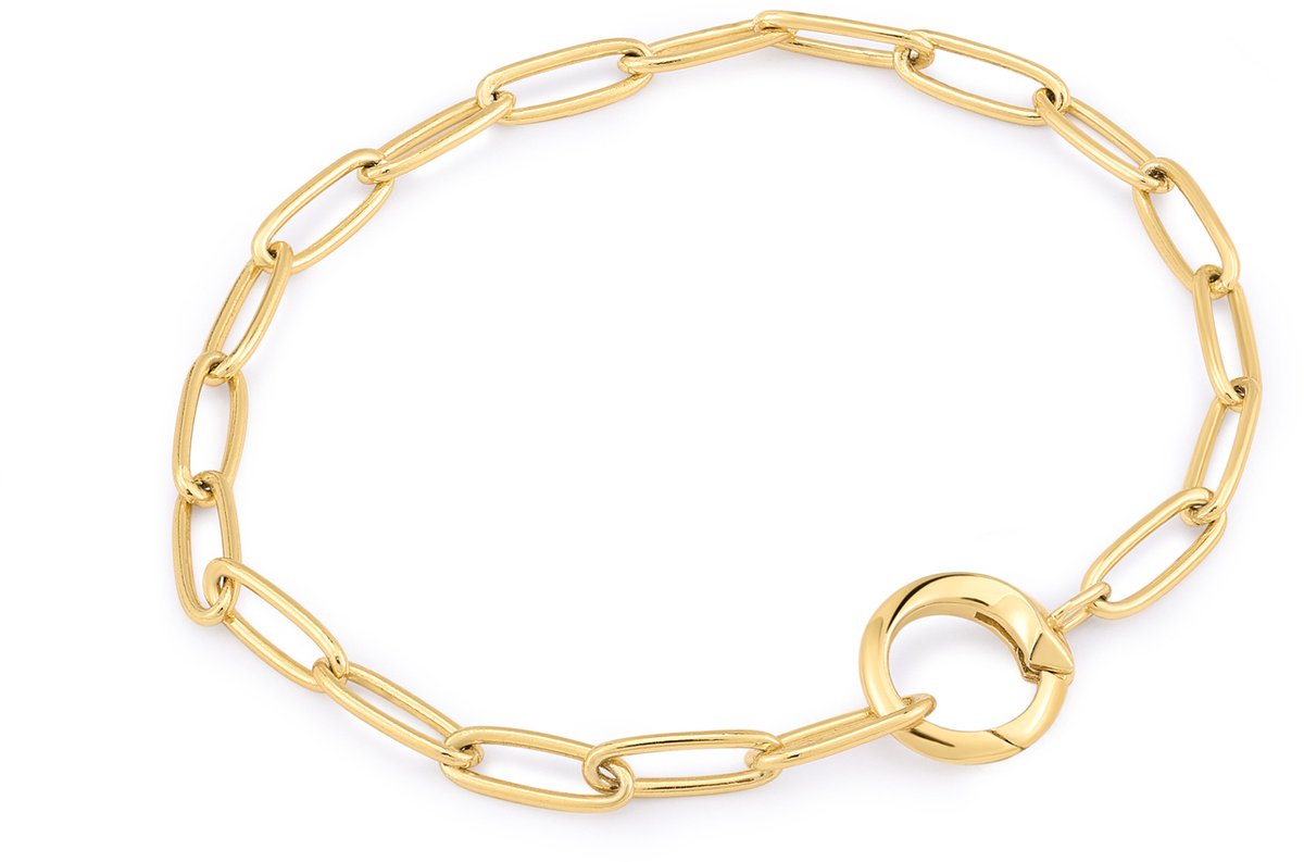 Ania Haie AH B048-01G Pop Charms Dames Armband - Schakelarmband - Sieraad - Zilver - Goudkleurig - 925 Zilver - Anker - 12 mm breed - 18.5 cm lang