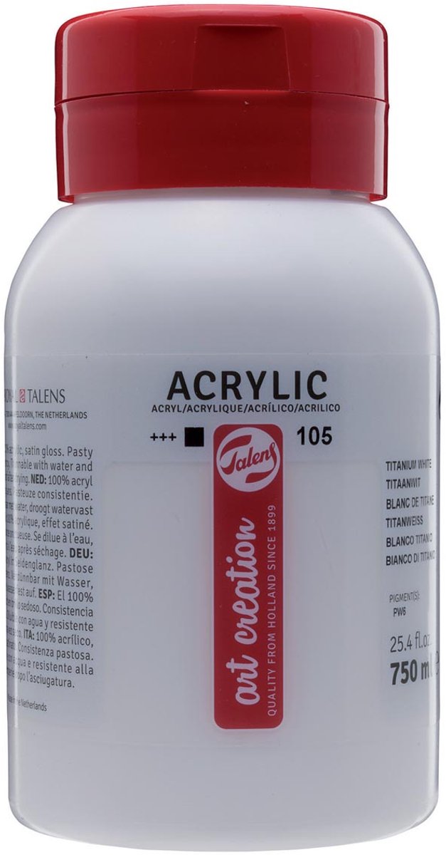 Talens Art Creation Acrylverf Pot 750 ml Titaanwit 105 — afbeelding 4