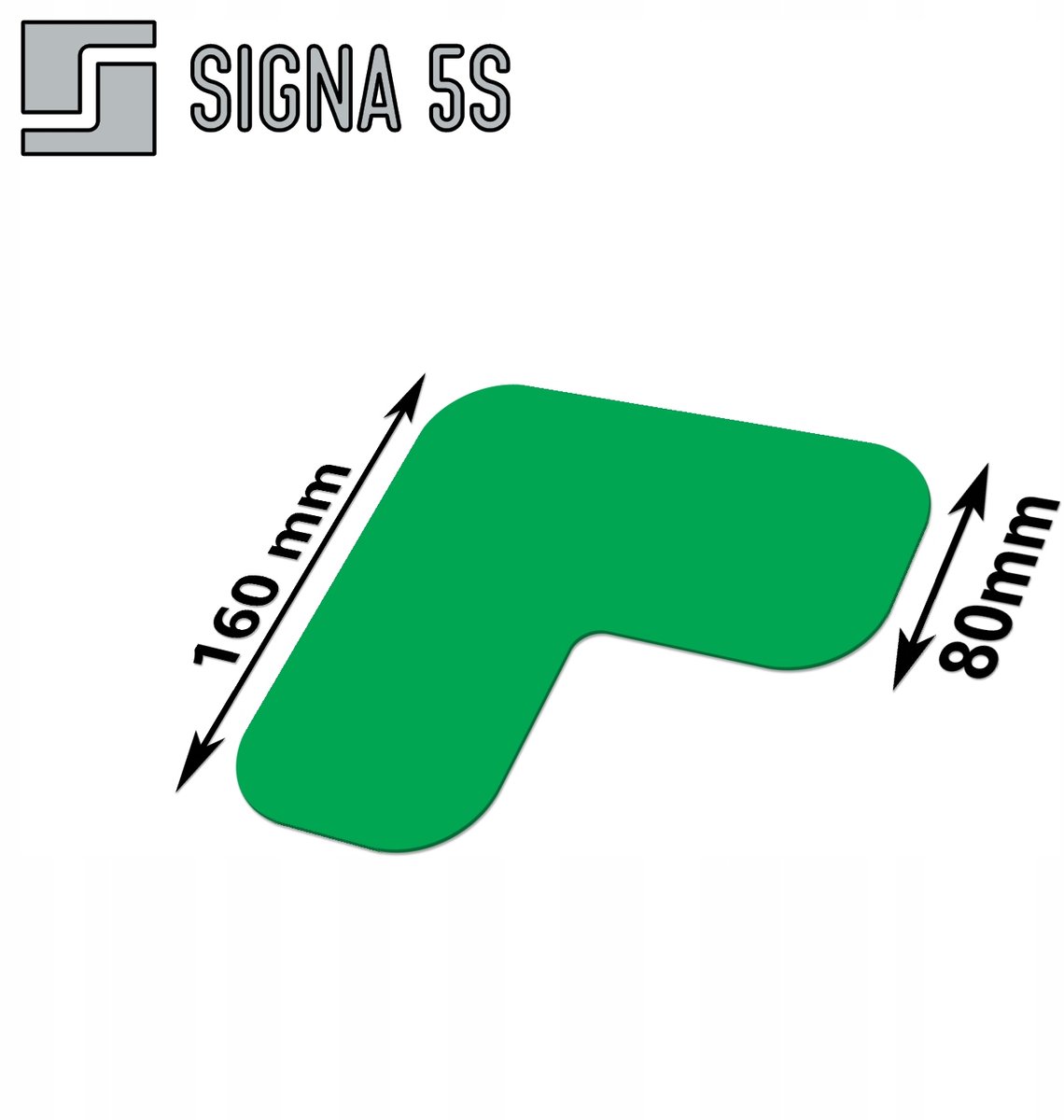 SIGNA 5S Vloermarkering L-vormig 160x160mm Groen