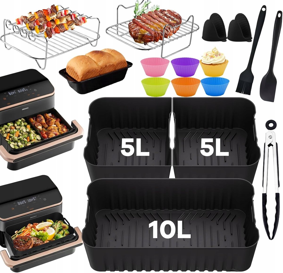 Accessoireset Airfryer Cosori 10L - Bakken, Grillen & Stomen