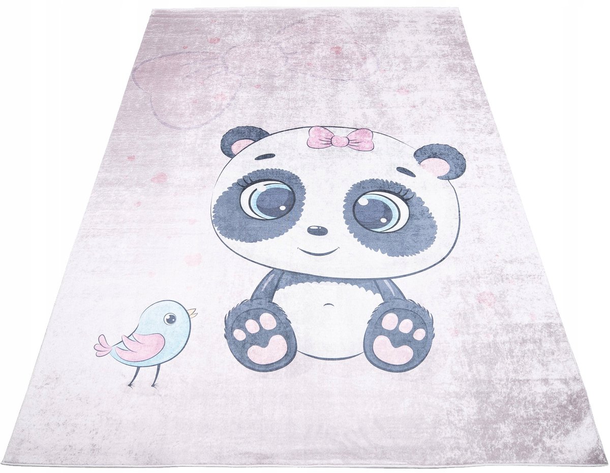 Kinderkamerkleed 120x170cm - Panda & Vogel - Wasbaar