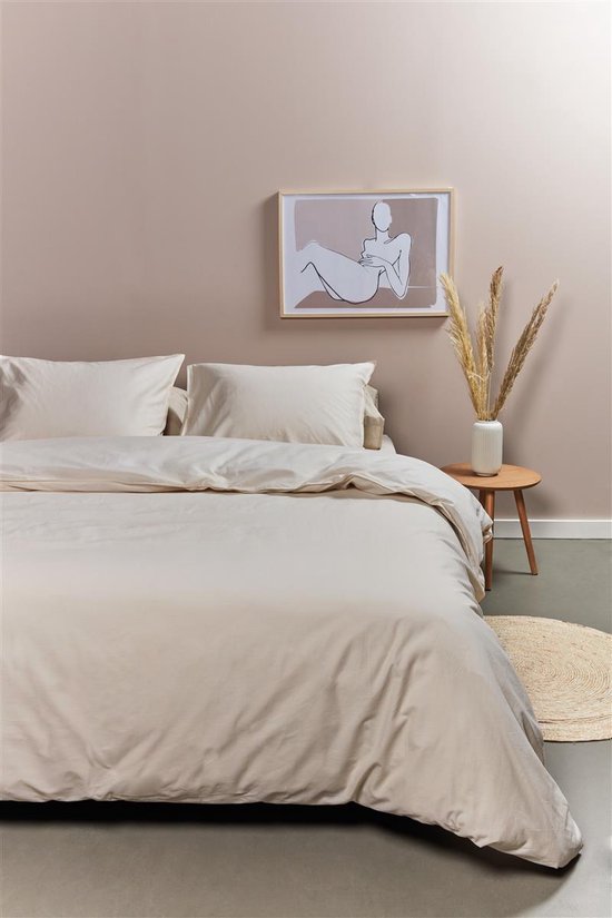 Ambiante Cotton Uni dekbedovertrek - Tweepersoons - 200x200/220 - Zand van Ambiante — afbeelding 5
