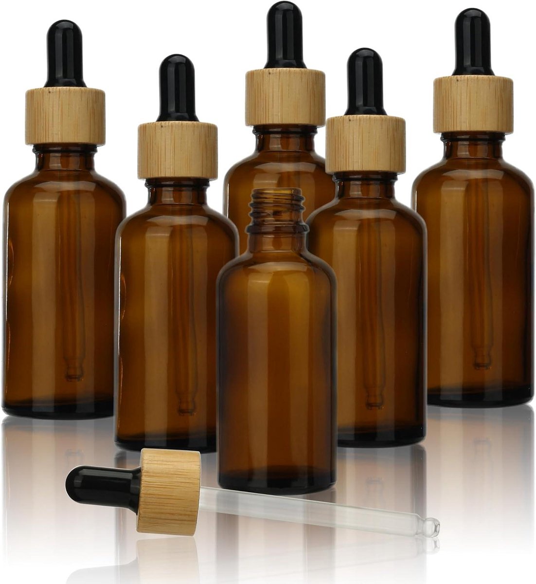 CSGoods - Glazen olie druppelfles 50ml - Bamboe dop - Serum essence olie - Lege fles