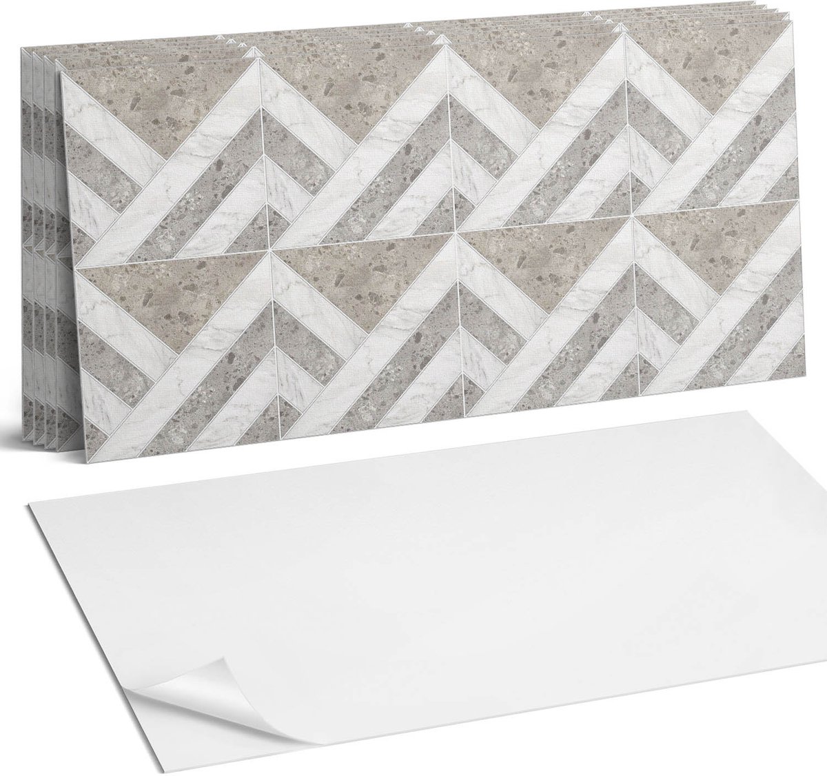 Coloray Plaktegels - Geometrisch patroon in tegels Wandtegel Zelfklevend - 60 cm x 30 cm - Grijs Plaktegels - 6 stuks - Rechthoek PVC Tegels - Plaktegels Keuken - Zelfklevende Vloertegels Badkamer - Vinyltegels Vloer Zelfklevend - Portugese Tegels