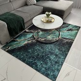 Tapis Mazovia Vert Moderne, Abstrait Moderne, Effet Marbre - Salon - Intérieur - Rectangulaire - Compatible Chauffage par le sol - Lavable en Machine - Certifié OEKO-TEX- 200 x 300 cm