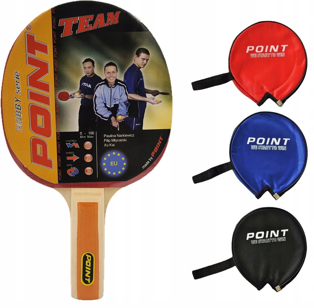 Tafeltennisbat PUNT TEAM met hoes - Perfecte controle