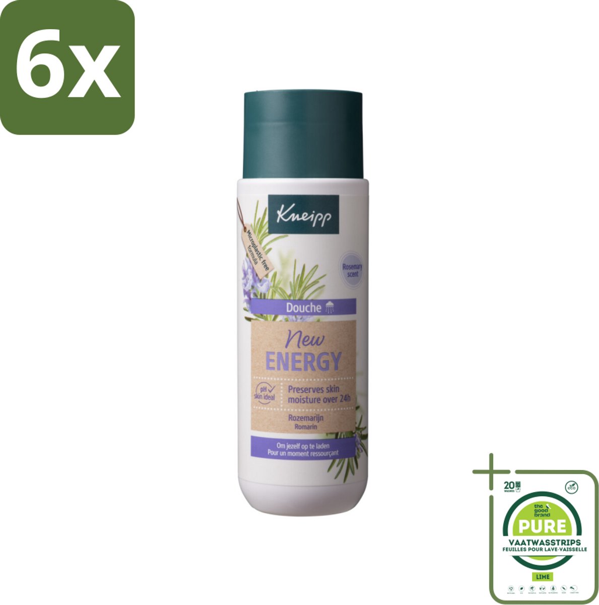 Kneipp Douche New Energy 200 ml - Voordeelverpakking - 6 stuks - Douchegel - Kneipp