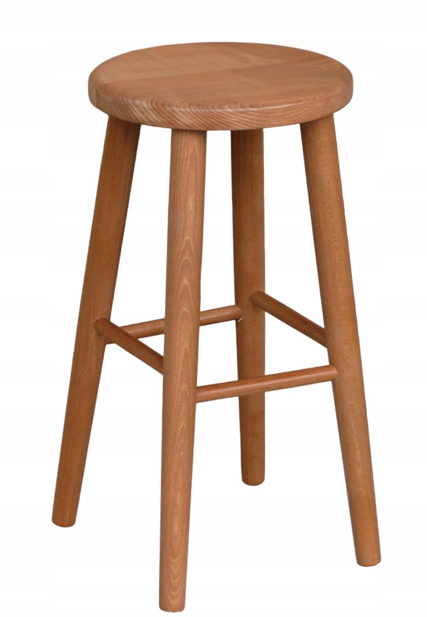 Houten Barkruk 61cm - Massief Beuken - Olfkleurig