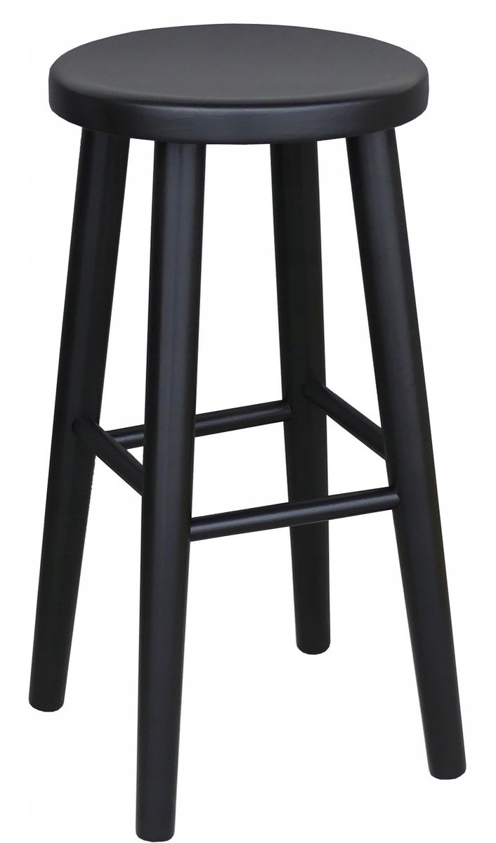 Zwarte Houten Bar Kruk 60cm - Massief Beukenhout